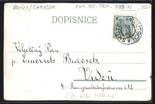 Lithographie Horice, Cast Namesti, Ramatny kostel Sv. Gotharda