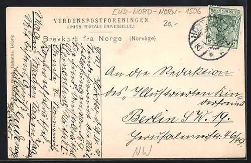 AK Molde, Strassenpartie mit Blick zum Kirchturm