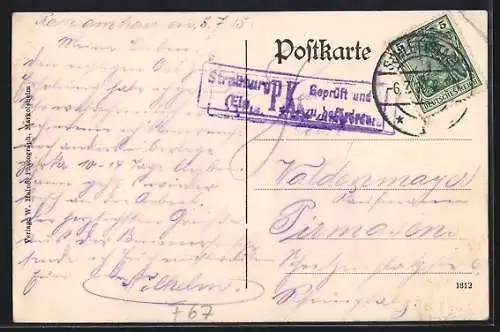 AK Rathsamhausen bei Schlettstadt, Gasthaus zur Sonne v. P. Mathis, Hohkönisgburg, Illbrücke, Waldpartie