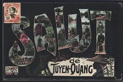 AK Tuyen-Quang, Aufnahmen der indigenen Bevölkerung im Schriftzug Salut