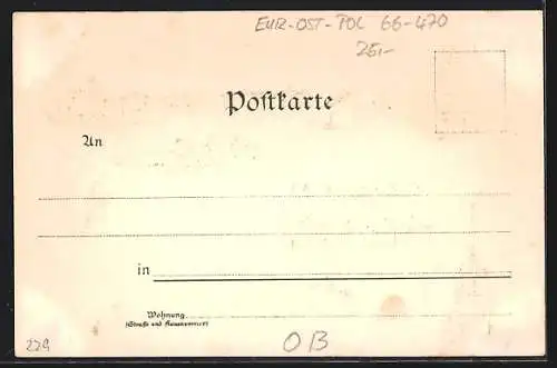 Lithographie Cüstrin, Krieger-Denkmal, Johannes Markgraf v. Brandenburg, Städt. Mittelschule