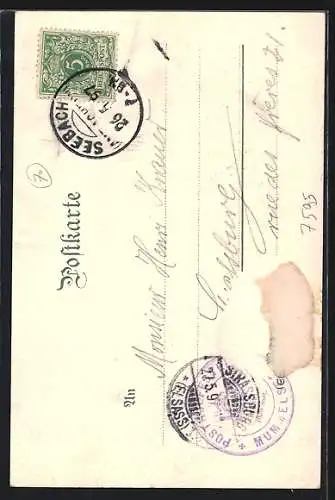 Lithographie Breitenbrunnen /Schwarzwald, Kurhaus mit Hochkopf und Hornisgrinde