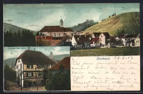 AK Durbach, Gasthaus zum Ritter, Blick auf den Ort
