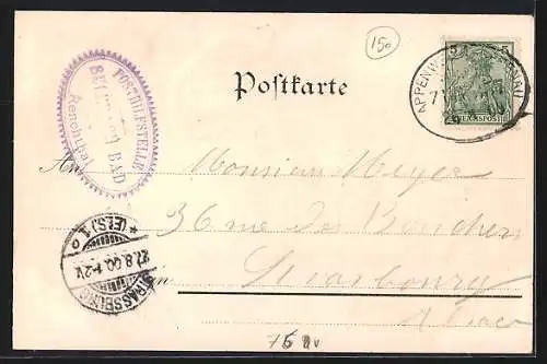 Lithographie Bad Sulzbach /Renchthal, Blick vom Schärtenkopf, Kapelle und Waldpartie