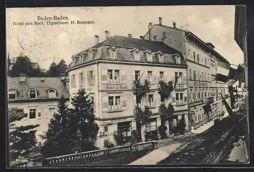 AK Baden-Baden, Hotel zum Bock, Inh. H. Baumann
