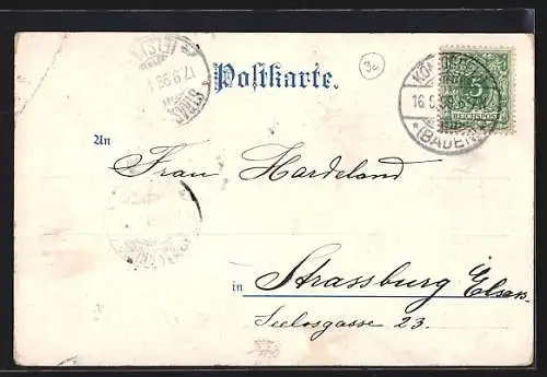 Lithographie Königsfeld in Baden, Bahnhofstrasse und Schwesternhaus