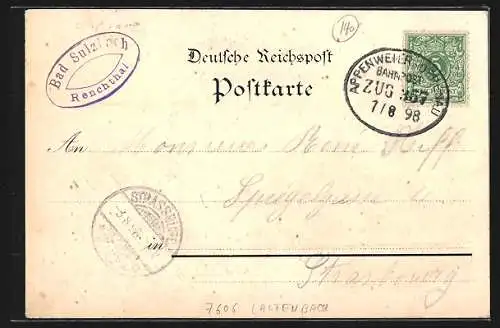 Lithographie Bad Sulzbach /Renchthal, Kapelle, Blick vom Schärtenkopf, Waldpartie