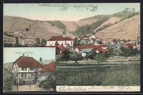 AK Durbach, Gasthaus zum Ritter, Blick auf den Ort