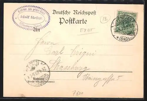 AK Offenburg, Bahnhofstrasse, Inf.-Kaserne, Kath. Kirche, Marktplatz und Schloss Ortenberg