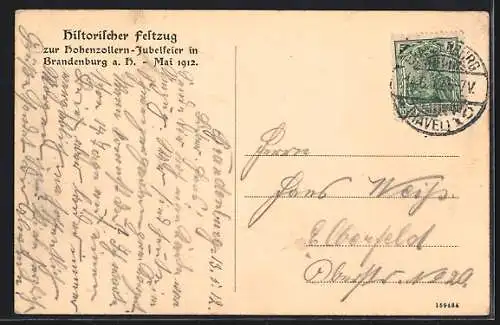 Künstler-AK Brandenburg a. H., Hohenzollern-Jubelfeier 1912, Historischer Festzug