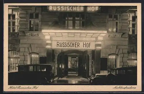 AK Berlin, Hotel Russischer Hof, Georgenstrasse 21-22, Nachtaufnahme