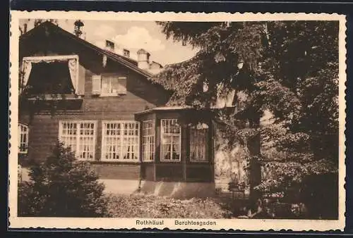 AK Berchtesgaden, Hotel-Pension Rothhäusl mit Garten