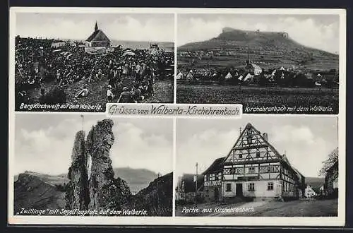 AK Kirchehrenbach /Fränk. Schweiz, Zwillinge mit Segelflugplatz, Bergkirchweih, Strassenpartie