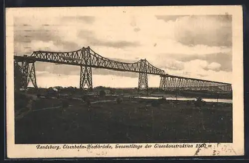 AK Rendsburg, Blick auf die Eisenbahn-Hochbrücke