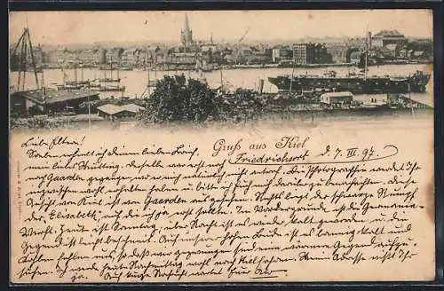 AK Kiel, Ortsansicht mit Hafen