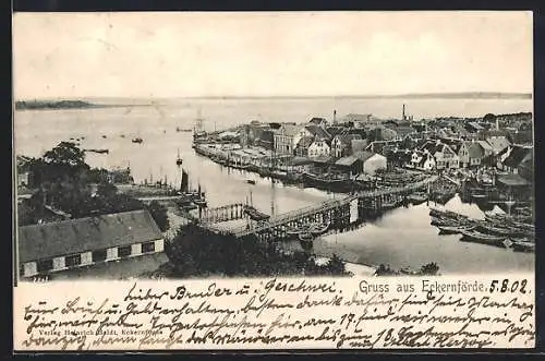 AK Eckernförde, Ortsansicht mit Brücke