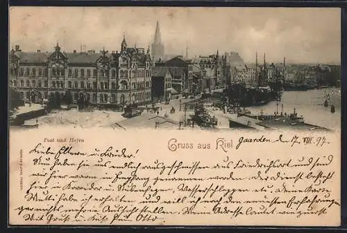 AK Kiel, Blick auf die Post und den Hafen