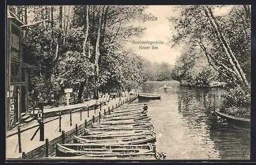 AK Berlin-Tiergarten, Bootsanlegestelle Neuer See