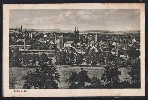 AK Hof i. B., Ortsansicht mit Umgebung