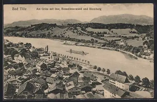 AK Bad Tölz, Am Gries mit Isar, Benediktenwand und Blomberg