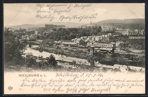 AK Weilburg a. Lahn, Ortsansicht mit Fluss