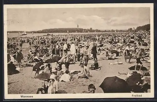 AK Berlin-Wannsee, Freibad mit Badegästen