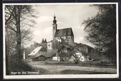 AK Anger bei Bad Reichenhall, Ortsansicht mit Bäumen