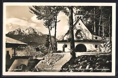 AK Berchtesgaden, Kapelle Maria am Berg gegen Watzmann
