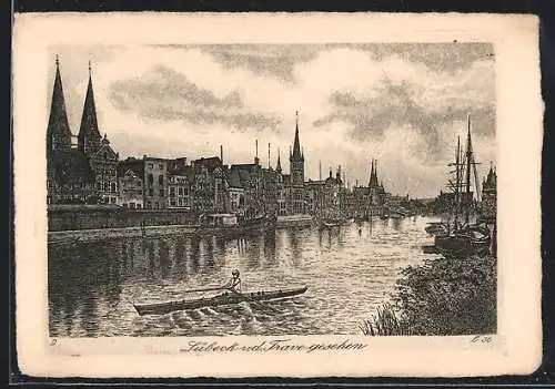 AK Lübeck, Blick von der Trave aus