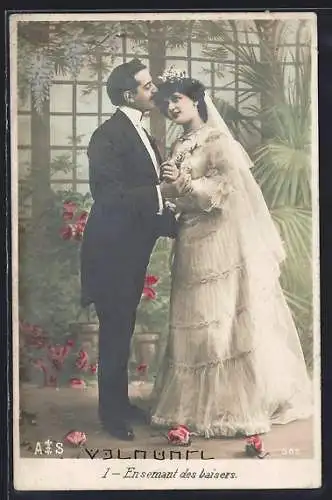 AK Bräutigam küsst seine Braut