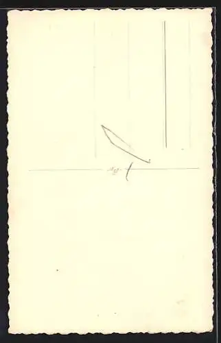 Foto-AK Brautpaar mit Blumenstrauss auf einem Podest