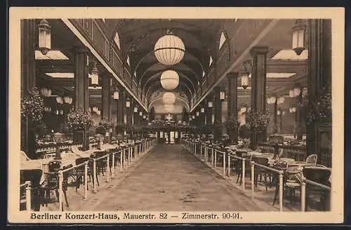 AK Berlin, Innenansicht des Konzert-Hauses, Mauerstr. 82