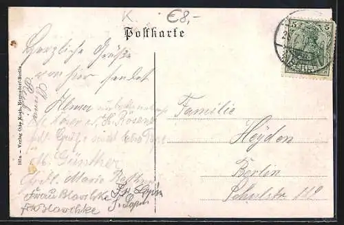 AK Berlin-Hermsdorf, Partie am Waldsee, Schwäne, Ruderboot
