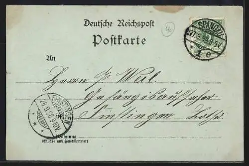Mondschein-AK Berlin-Spandau, Juliusturm mit Wasserpartie