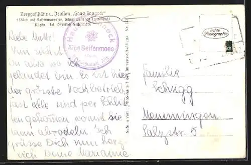 AK Immenstadt /Allgäu, Gaststätte und Pension Haus Sonneck