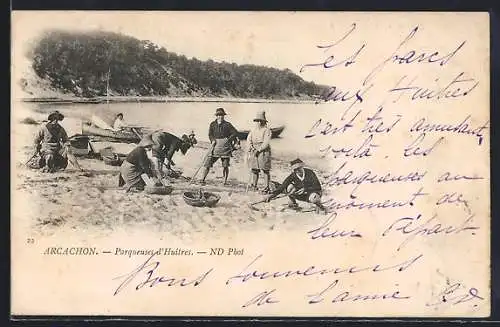 AK Arcachon, Parcs à huîtres et ostréiculteurs au travail