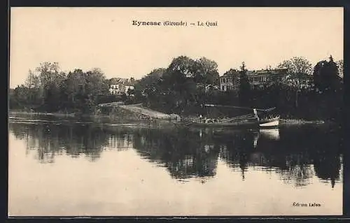 AK Eynesse, Le Quai et reflet des arbres sur la rivière