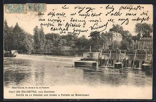 AK Les Églisottes /Coutras, Chute de la Dronne aux usines à papiers de Monfourat