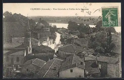 AK Cambes, Vue Générale et Vallée de la Garonne