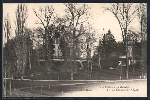 AK Arbieu, Le Château parmi les arbres majestueux