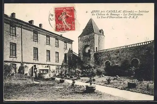 AK Arbis, Intérieur du Château de Benauge, Les Fortifications et La Tour d`Observation