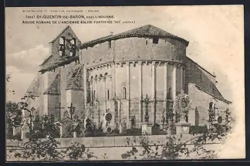 AK Saint-Quentin-de-Baron, Abside romane de l`ancienne église fortifiée (XIIe siècle)