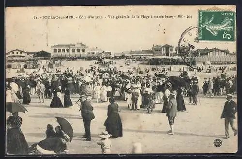 AK Soulac-sur-Mer, Vue générale de la Plage à marée basse