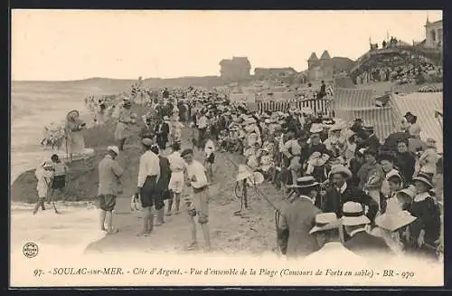 AK Soulac-sur-Mer, Vue d`ensemble de la Plage (Concours de Forts en sable)