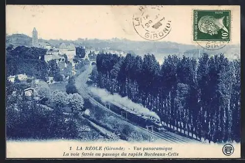 AK La Réole, La voie ferrée au passage du rapide Bordeaux-Cette