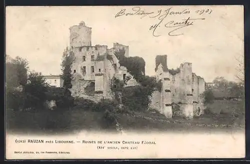 AK Rauzan, Ruines de l`ancien Château Féodal (XIVe siècle, côté est)