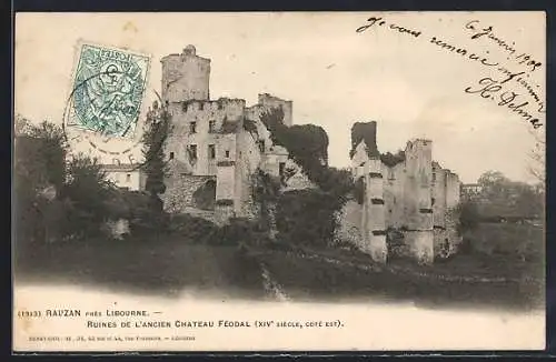 AK Rauzan, Ruines de l`ancien château féodal (XIVe siècle, côté est)