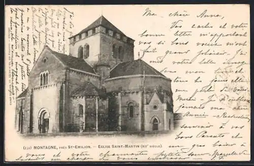 AK Montagne, Église Saint-Martin du XIIe siècle près de Saint-Émilion