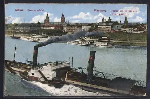 AK Mainz, Stromansicht mit Schiffen