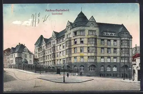 AK Aachen-Burtscheid, Landesbad im Abendlicht